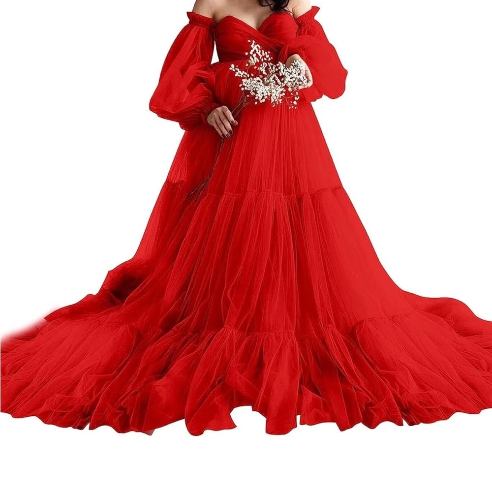 Elegant Red Off-Shoulder Gown